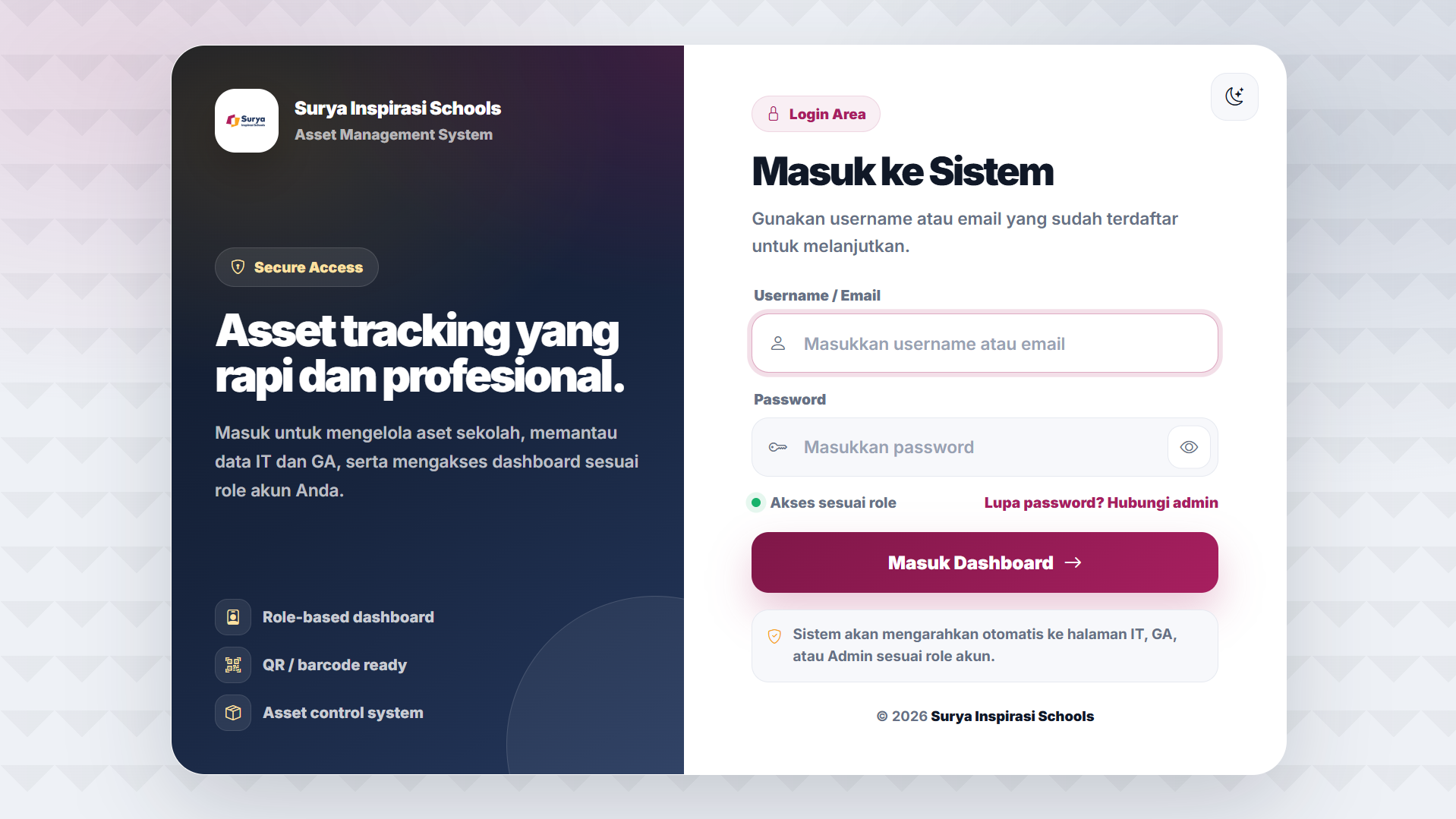 School asset management system preview