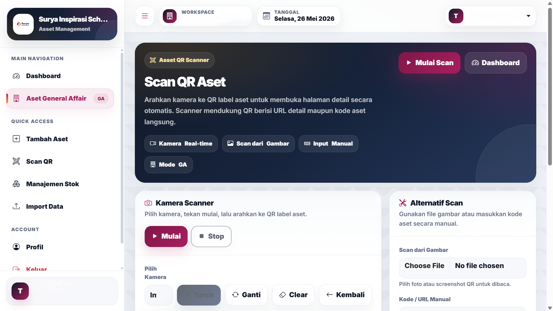 School asset list screenshot