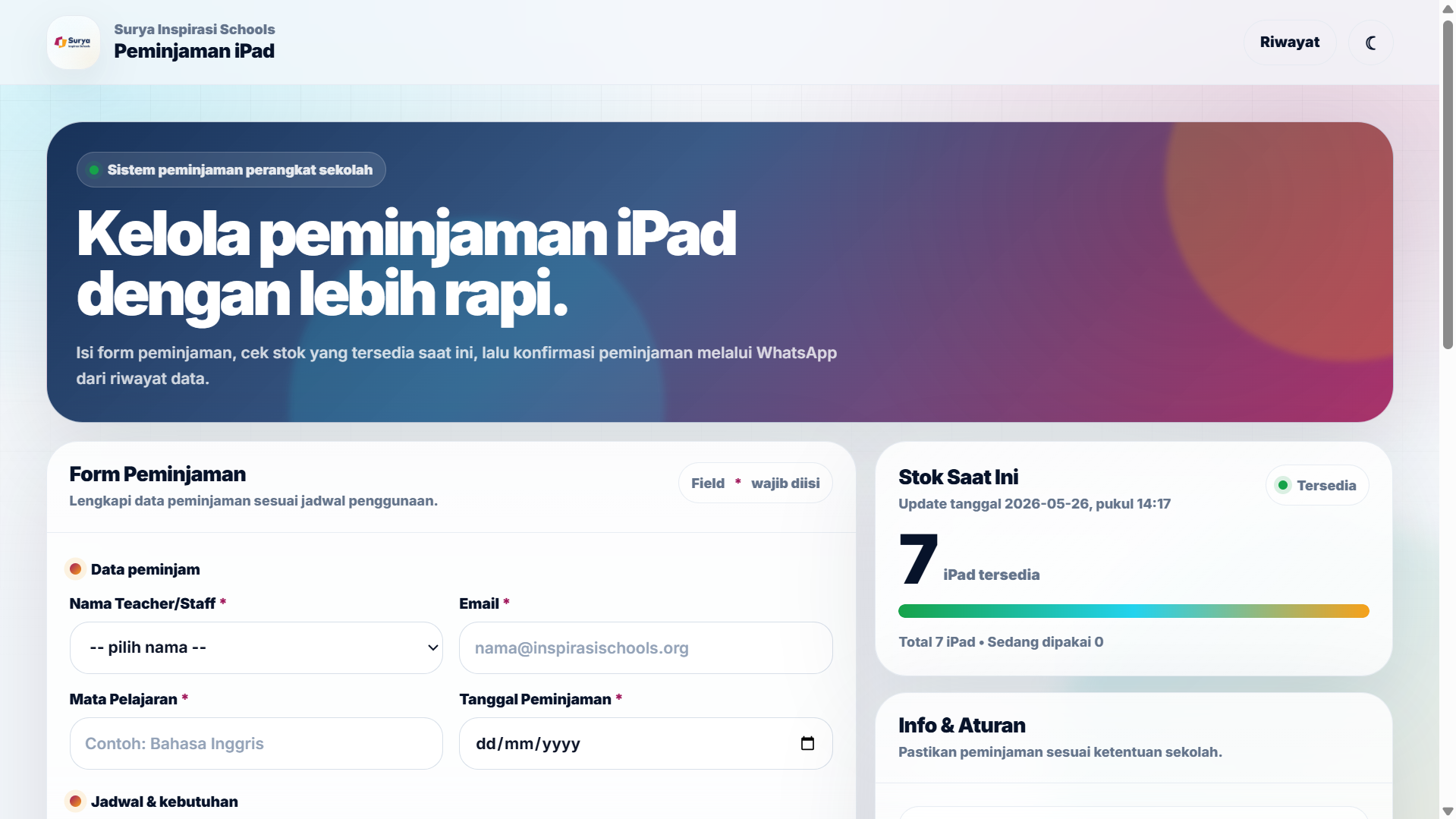 iPad loan management system preview