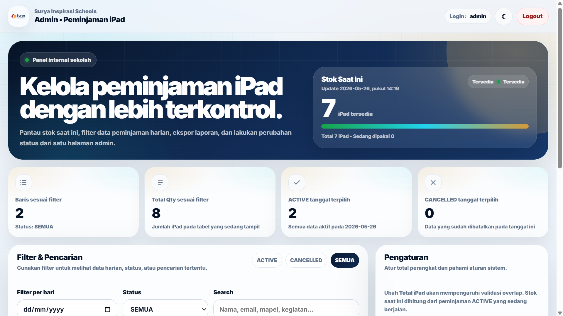 iPad loan transaction screenshot