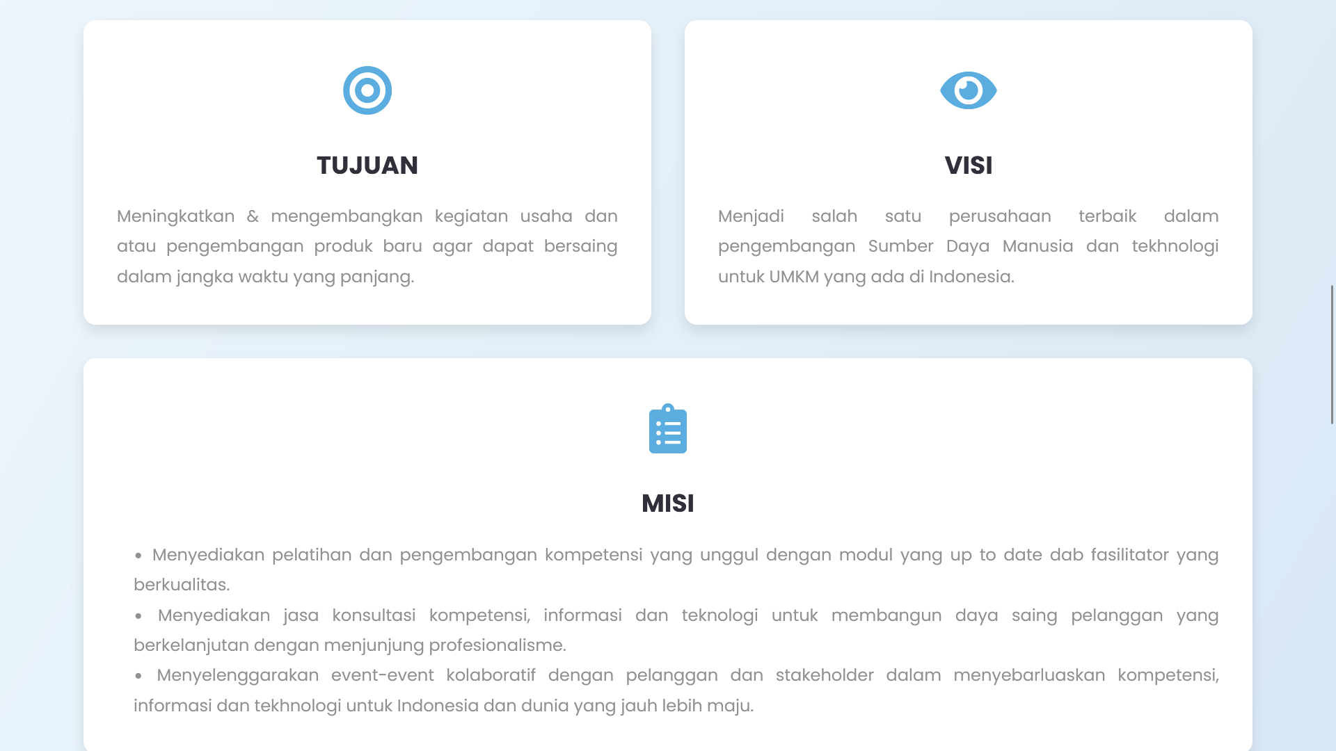 Brief web development landing page screenshot