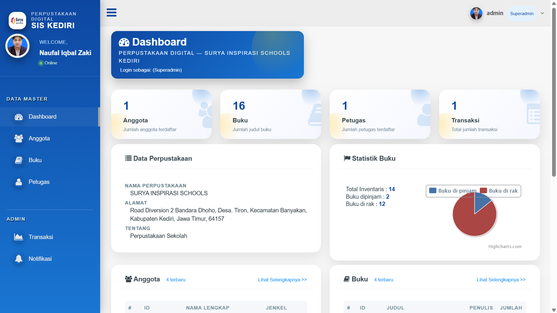 Digital library website screenshot