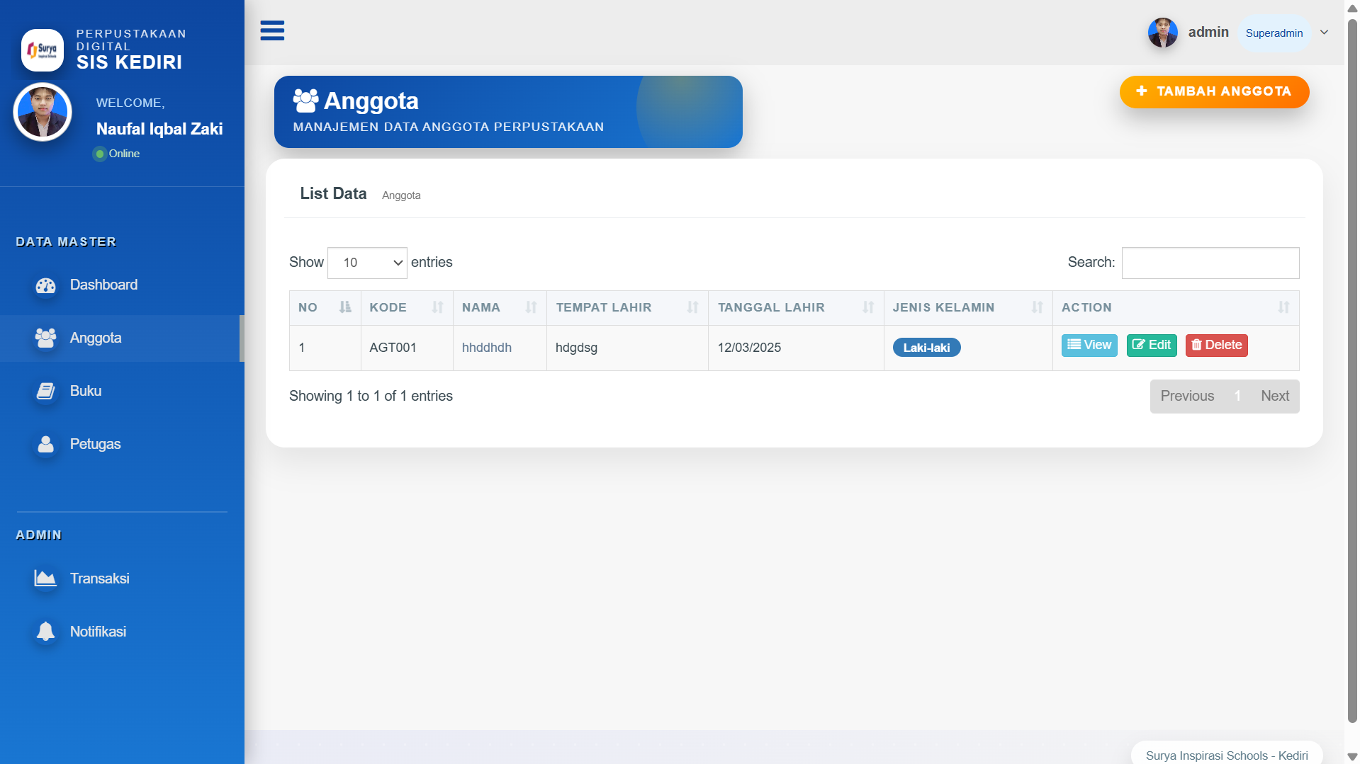 Digital library website screenshot