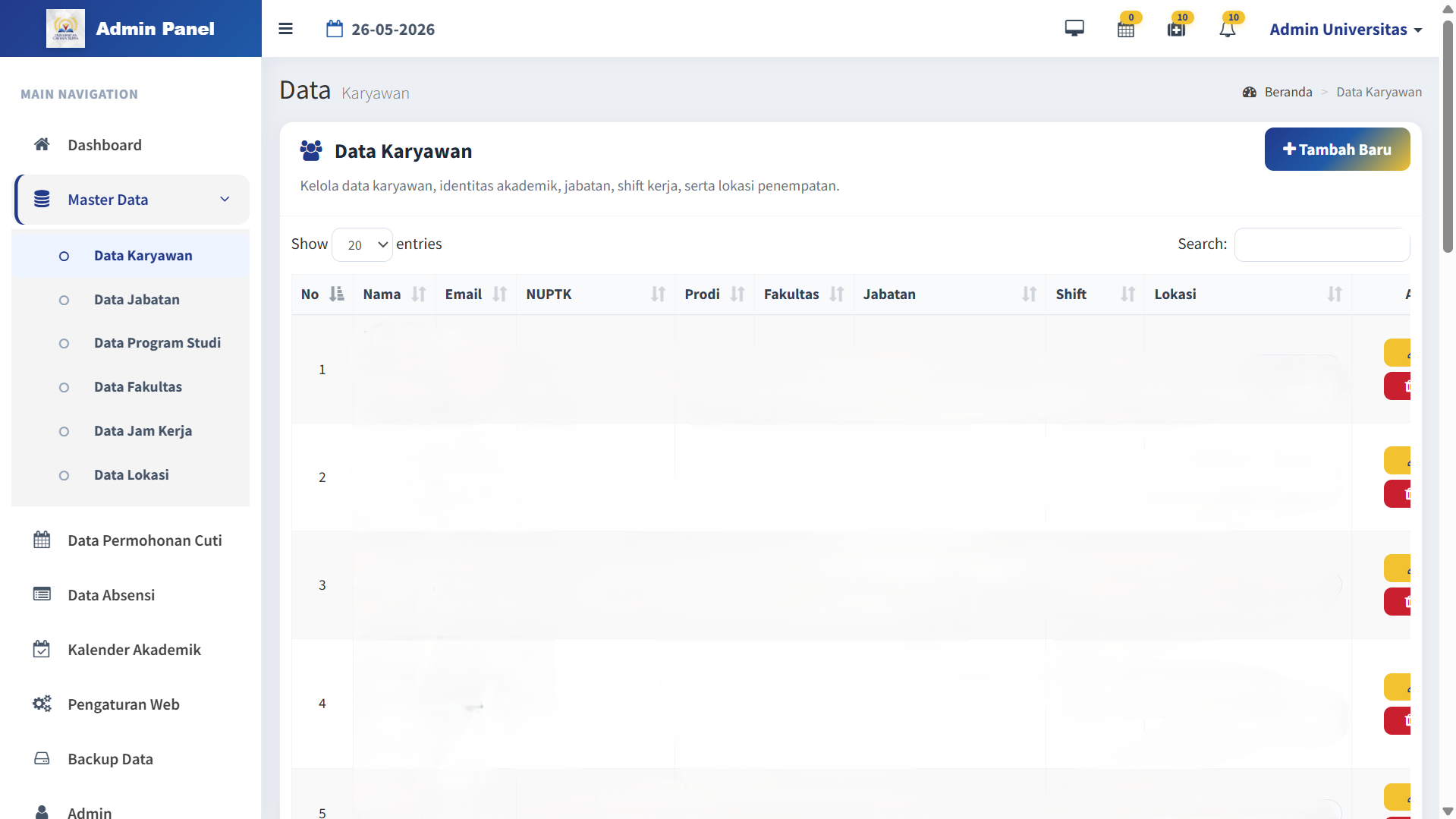 Universitas Cahaya Surya attendance system screenshot 11