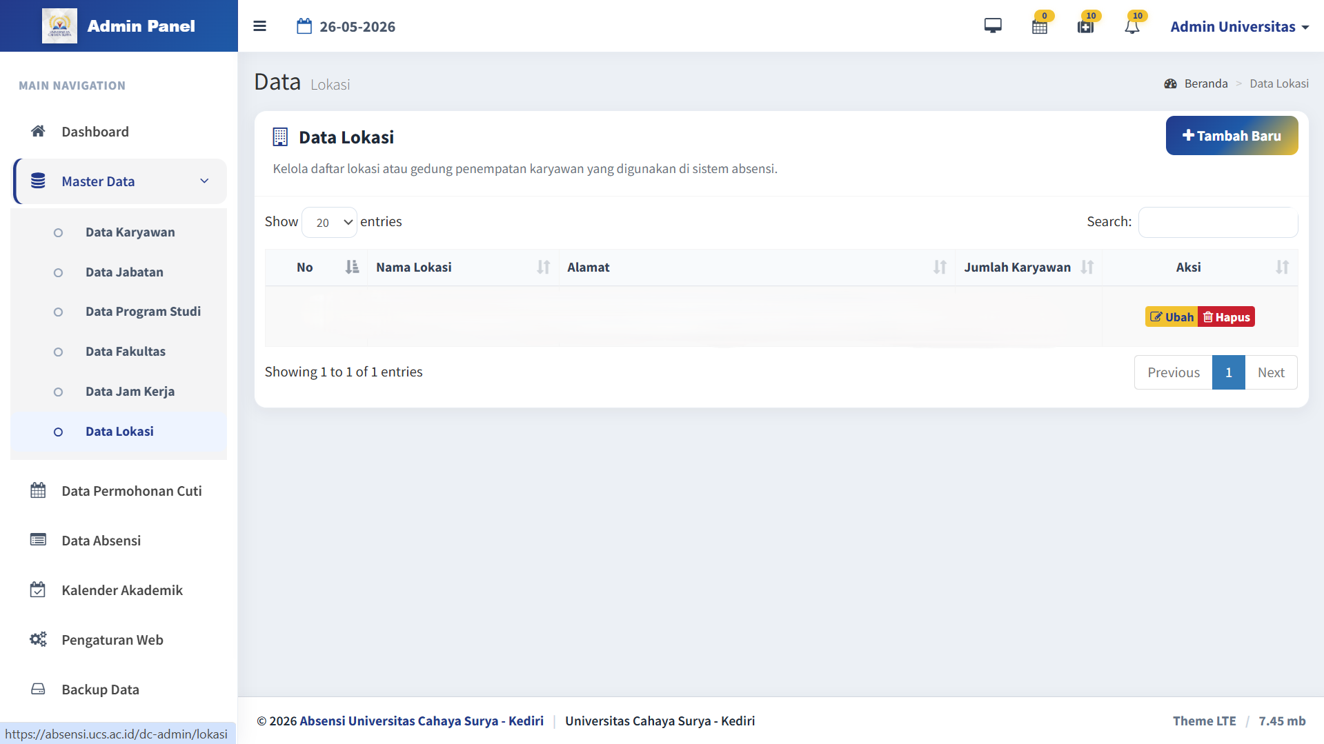 Universitas Cahaya Surya attendance system screenshot 16